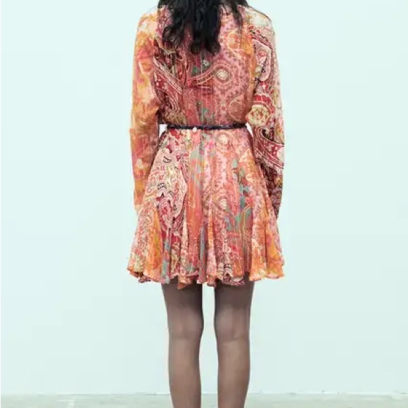 Zara boho printed viral blogger summer long sleeve mini dress - Picture 14 of 14